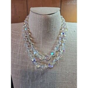 Vintage crystal double strand beaded necklace